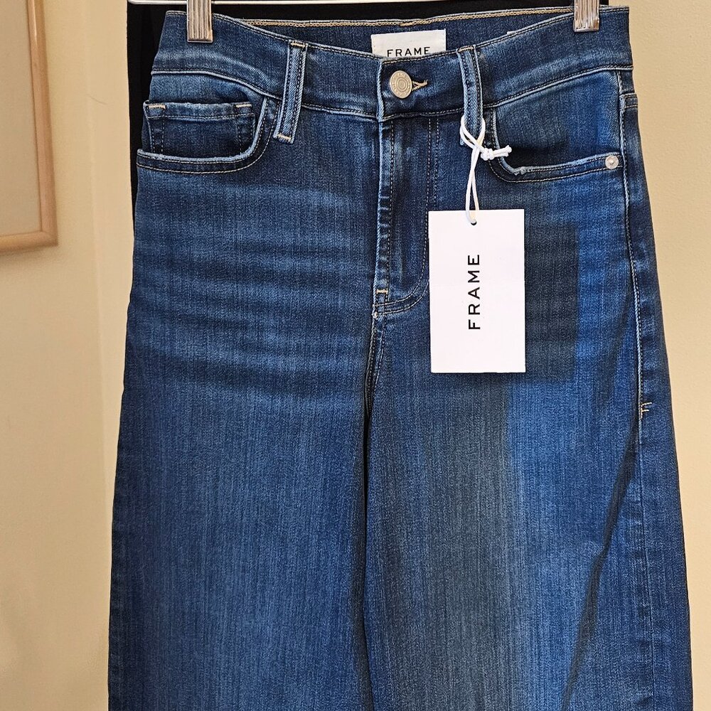 Frame Le Slim Palazzo jeans, fitted hip, high-rise, wide-leg sz 25 NEW w/tags - Picture 5 of 14